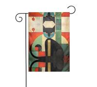 WZYWHJ Bandiera da giardino stampata con gatto arte moderna della metà del secolo 30,5 x 45,7 cm per un ambiente esterno alla moda
