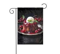 WZYWHJ Bandiera da giardino stampata con pudding di ciliegie dolci, 30,5 x 45,7 cm, per un ambiente esterno alla moda