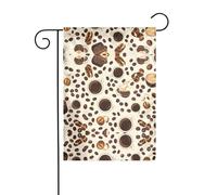 WZYWHJ Bandiera da giardino stampata con tazza di caffè e chicchi di caffè, 30,5 x 45,7 cm, per un ambiente esterno alla moda