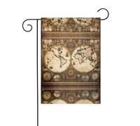 WZYWHJ Bandiera da giardino vintage con mappa del vecchio mondo, 30,5 x 45,7 cm, per un ambiente esterno alla moda