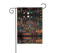 WZYWHJ Bandiera decorativa da giardino con castello e cielo stellato di notte, 30,5 x 45,7 cm, per un ambiente esterno alla moda