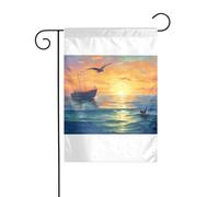 Wzywhj Bandiera estiva da giardino con immagine di barche sul mare, decorazione su entrambi i lati, 30,5 x 45,7 cm