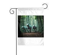 Wzywhj Bandiera estiva da giardino con immagine di tre dinosauri, decorazione su entrambi i lati, 30,5 x 45,7 cm