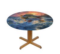 WZYWHJ Bass Fishing Wave Prints, tovaglia rotonda impermeabile, resistente alle pieghe, per tavolo da pranzo
