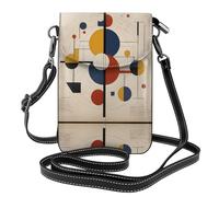 WZYWHJ Bauhaus Cube stampa Borsa da donna in pelle per telefono a tracolla con tracolla regolabile