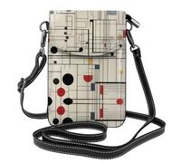 WZYWHJ Bauhaus lines printing Borsa da donna in pelle per telefono a tracolla con tracolla regolabile