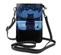 WZYWHJ Bear Bathing Under The Stars Pattern Borsa da donna in pelle a tracolla con tracolla regolabile