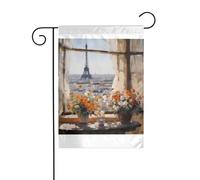 Wzywhj Bella bandiera estiva da giardino con immagine di piloni in lontananza, decorazione su entrambi i lati, 30,5 x 45,7 cm