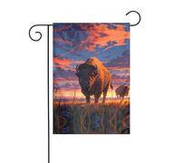 Wzywhj Bella bandiera estiva da giardino con stampa bisonte su entrambi i lati, decorazione per cortile, 30,5 x 45,7 cm