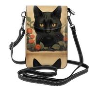 WZYWHJ Bella borsa a tracolla in pelle con motivo gatto nero - regalo versatile per le donne che camminano, campeggio, shopping e viaggi