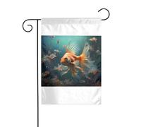 Wzywhj Bella piccola bandiera da giardino estiva con immagine di pesciolini rossi su entrambi i lati, decorazione per cortile, 30,5 x 45,7 cm