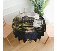 WZYWHJ Bella tovaglia decorativa rotonda con motivo Manor, 152,4 cm, può essere lavata e riutilizzata per tavolo da pranzo rotondo