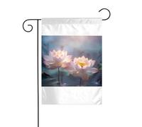 Wzywhj Bellissima bandiera estiva da giardino con immagine di loto, decorazione su entrambi i lati, 30,5 x 45,7 cm