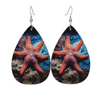 WZYWHJ Bellissimi orecchini da donna in pelle con immagine di stella marina, semplice ciondolo a goccia d'acqua, regalo alla moda per le vacanze