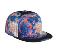 WZYWHJ Berretto da baseball alla moda a tesa piatta con stampa a luna colorata, regolabile, traspirante e leggero, per uomini e donne