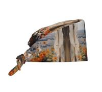 WZYWHJ Berretto da lavoro per la pulizia, con stampa di piloni in lontananza, cappello da chef per donne e uomini, regolabile, traspirante, nero