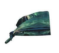 WZYWHJ Berretto da lavoro per la pulizia, con stampa "Sea Under The Aurora Borealis", cappello da chef per donne e uomini, regolabile, traspirante