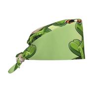 WZYWHJ Berretto da lavoro per la pulizia, con stampe di rane, cappello da chef per donne e uomini, regolabile, traspirante, nero, taglia unica