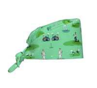 WZYWHJ Berretto da lavoro per la pulizia, stampa di golf sul prato, cappello da chef per donne e uomini, regolabile, traspirante, nero