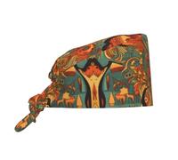 WZYWHJ Berretto da lavoro per la pulizia, stampa etnica con mappa africana, cappello da chef per donne e uomini, regolabile, traspirante, nero, taglia unica