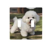WZYWHJ Bichon Frise Dog Stampa Pannello Termoplastico per Interruttore Copertura Decorativa Parete Fronte-Plate che non è facilmente danneggiato