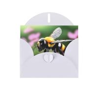 WZYWHJ Biglietto d'auguri bianco per le vacanze, 15,2 x 10,2 cm, con busta, per Natale, compleanno, San Valentino, invito a una piccola ape, stampa