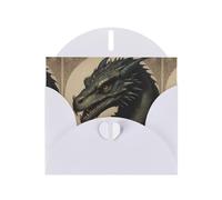 WZYWHJ Biglietto d'auguri bianco per le vacanze, 15,2 x 10,2 cm, con busta, per Natale, compleanno, San Valentino, inviti a feste, stampe gotiche con drago