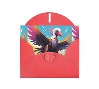 WZYWHJ Biglietto d'auguri rosso per le vacanze, 15,2 x 10,2 cm, con busta, per Natale, compleanno, San Valentino, inviti a feste, graffiti avvoltoio stampe