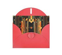 WZYWHJ Biglietto d'auguri rosso per le vacanze, 15,2 x 10,2 cm, con busta, per Natale, compleanno, San Valentino, invito a feste, immagine simmetrica del circuito