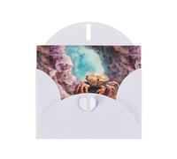 WZYWHJ Biglietto di auguri bianco per le vacanze, 15,2 x 10,2 cm, con busta, per Natale, compleanno, San Valentino, invito a feste, piccolo granchio sotto le rocce stampato