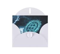 WZYWHJ Biglietto di auguri bianco per le vacanze, 15,2 x 10,2 cm, con busta, per Natale, compleanno, San Valentino, invito a feste, con stampe di simboli misteriosi blu