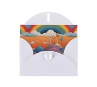 WZYWHJ Biglietto di auguri bianco per le vacanze, 15,2 x 10,2 cm, con busta, per Natale, compleanno, San Valentino, invito a feste, strana immagine arcobaleno