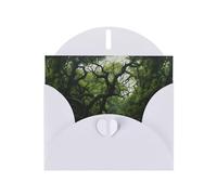 WZYWHJ Biglietto di auguri bianco per le vacanze, 15,2 x 10,2 cm, con busta, per Natale, compleanno, San Valentino, inviti a feste, lussureggianti rami verdi stampati
