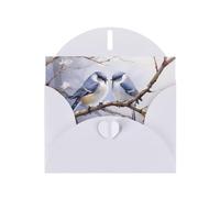 WZYWHJ Biglietto di auguri bianco per le vacanze, 15,2 x 10,2 cm, con busta, per Natale, compleanno, San Valentino, invito a festa con uccello rivolto verso l'altro stampato