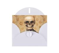 WZYWHJ Biglietto di auguri bianco per le vacanze, 15,2 x 10,2 cm, con busta, per Natale, compleanno, San Valentino, invito a feste, con teschio, esperimento con stampa medica