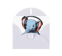 WZYWHJ Biglietto di auguri bianco per le vacanze, 15,2 x 10,2 cm, con busta, per Natale, compleanno, San Valentino, invito alla festa con stampa dell'elefante nella stanza