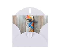 WZYWHJ Biglietto di auguri bianco per le vacanze, 15,2 x 10,2 cm, con busta, per Natale, compleanno, San Valentino, invito alla festa, stampa con scooter alla moda