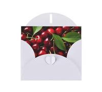 WZYWHJ Biglietto di auguri bianco per le vacanze, 15,2 x 10,2 cm, con busta, per Natale, compleanno, San Valentino, inviti per feste, grandi ciliegie stampate