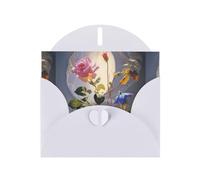 WZYWHJ Biglietto di auguri bianco per le vacanze, 15,2 x 10,2 cm, con busta, per Natale, compleanno, San Valentino, invito a feste, stampa con rosa e scritta "Gloria del mattino"
