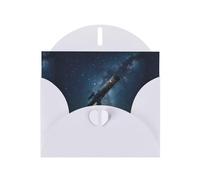 WZYWHJ Biglietto di auguri bianco per le vacanze, 15,2 x 10,2 cm, con busta, per Natale, compleanno, San Valentino, invito alla festa Il cielo stellato nel telescopio stampato