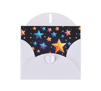 WZYWHJ Biglietto di auguri bianco per le vacanze, 15,2 x 10,2 cm, con busta, per Natale, compleanno, San Valentino, invito a una festa con stelle brillanti nel cielo notturno stampato