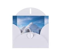 WZYWHJ Biglietto di auguri bianco per le vacanze, 15,2 x 10,2 cm, con busta, per Natale, compleanno, San Valentino, invito a una festa, con stampa di casa bianca con neve