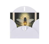 WZYWHJ Biglietto di auguri bianco per le vacanze, 15,2 x 10,2 cm, con busta, per Natale, compleanno, San Valentino, inviti a feste, stampe con lucciole illuminate