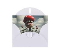 WZYWHJ Biglietto di auguri bianco per le vacanze, 15,2 x 10,2 cm, con busta, per Natale, compleanno, San Valentino, invito a una festa La terrificante pianta di piranha stampata