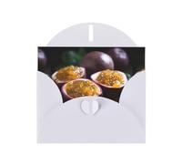 WZYWHJ Biglietto di auguri bianco per le vacanze, 15,2 x 10,2 cm, con busta, per Natale, compleanno, San Valentino, invito a feste, frutto della passione in agrodolce stampato