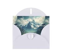 WZYWHJ Biglietto di auguri bianco per le vacanze, 15,2 x 10,2 cm, con busta, per Natale, compleanno, San Valentino, invito alle feste, stampa delle Alpi che si allungano