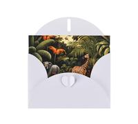 WZYWHJ Biglietto di auguri bianco per le vacanze, 15,2 x 10,2 cm, con busta, per Natale, compleanno, San Valentino, inviti a feste, stampa con animali nella foresta pluviale