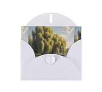 WZYWHJ Biglietto di auguri bianco per le vacanze, 15,2 x 10,2 cm, con busta, per Natale, compleanno, San Valentino, inviti a feste, con alberi di salice in riva al lago stampato
