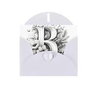 WZYWHJ Biglietto di auguri bianco per le vacanze, 15,2 x 10,2 cm, con busta, per Natale, compleanno, San Valentino, invito alla festa, lettera B artistica stampata
