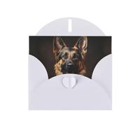 WZYWHJ Biglietto di auguri bianco per le vacanze, 15,2 x 10,2 cm, con busta, per Natale, compleanno, San Valentino, invito per feste, fedele pastore tedesco stampato